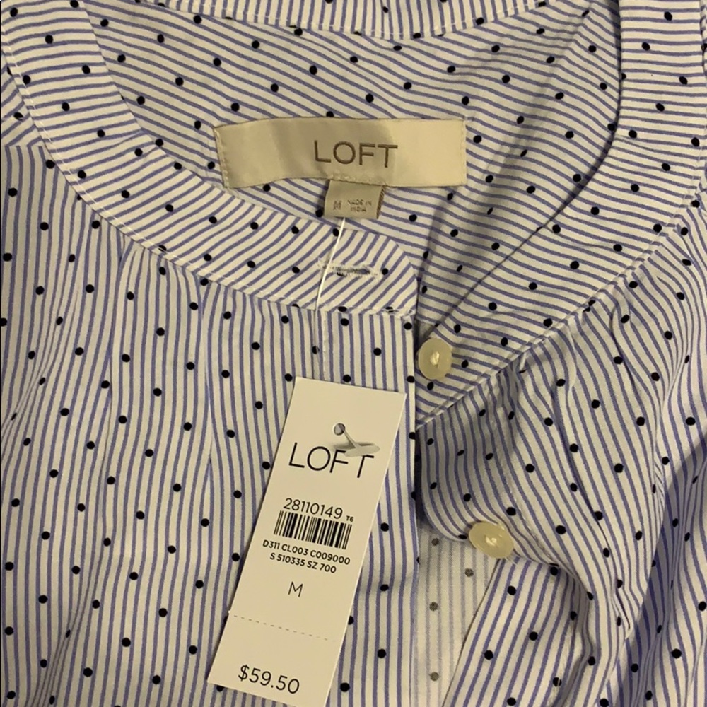 Blue dot button up shirt from Loft